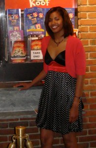 Tanya Harris aka Anonomz in front of Walnut Street Theatre